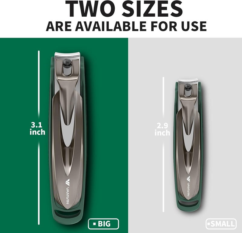 VANWIN Nail Clippers for Men with Catcher, 2-Pack Large & Small Anti-Splash Nail Clippers for Fingernails & Toenails, Sharp Stainless Steel Heavy-Duty Self-Collecting Nail Cutter for Men Women - Image 2